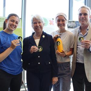 Chancellor Carol Christ with students